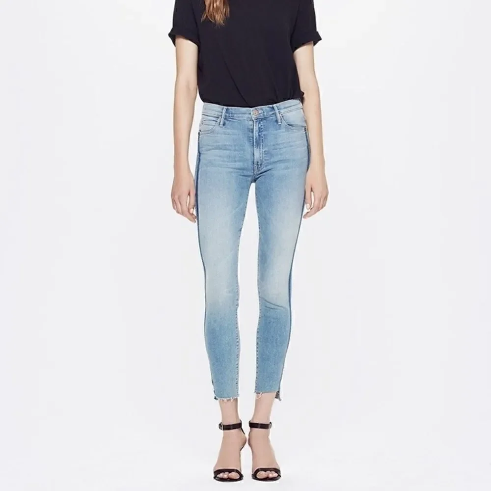 Mother stunner zip ankle step fray skinny jeans size 24